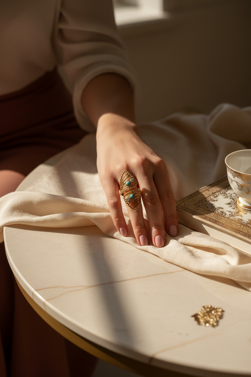 Bague torsadée turquoise - Raffinement Isivénya