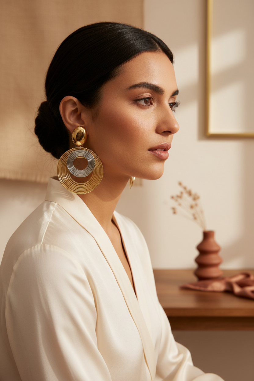 Boucles d'oreilles spirales géométriques - Raffinement Isivénya