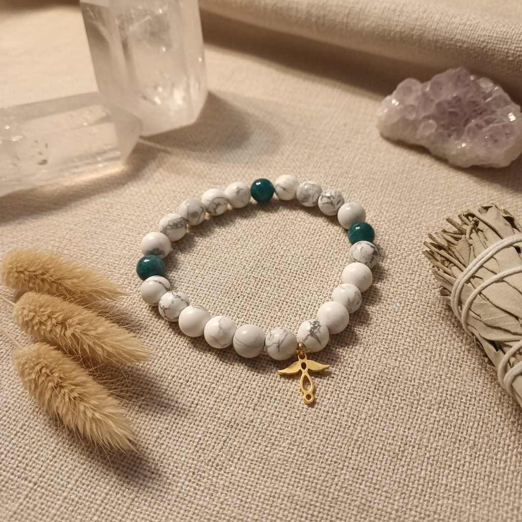 Bracelet Howlite Apatite mise en scène marketing