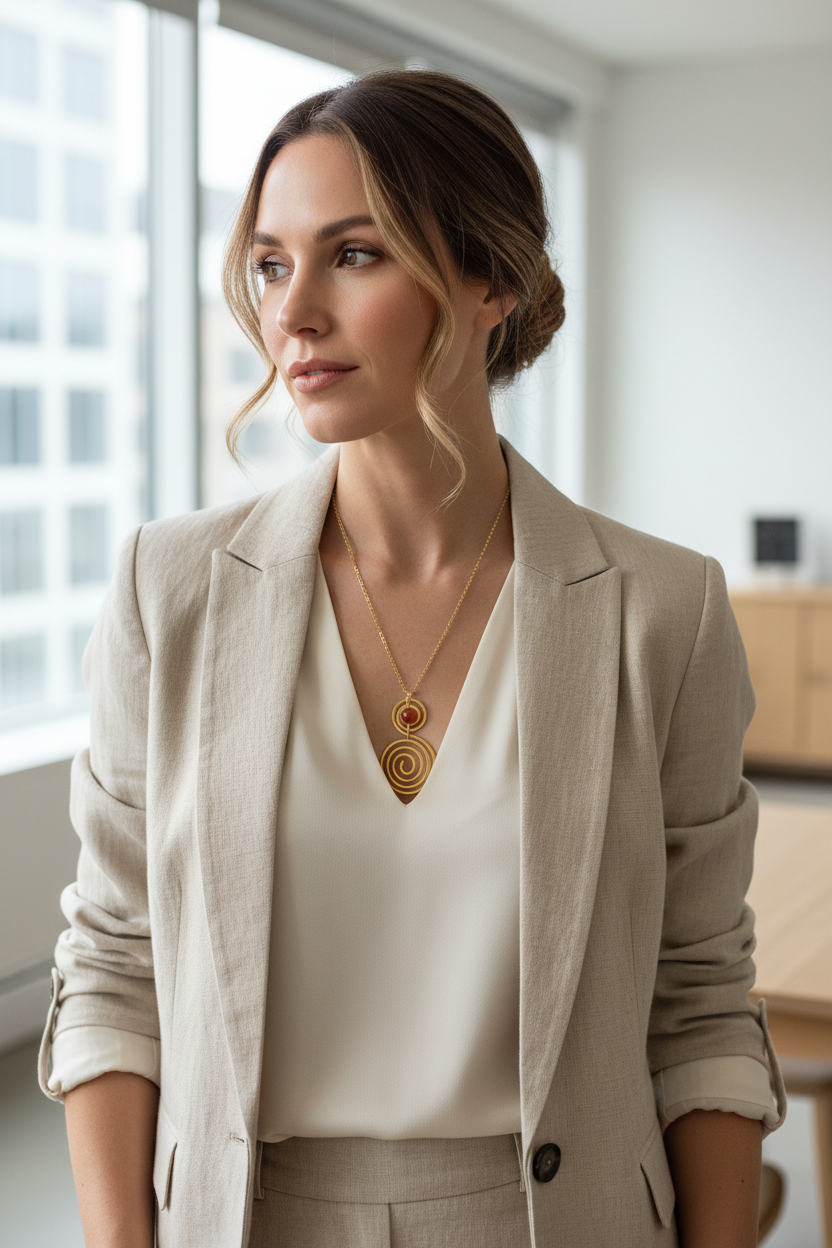 Collier double spirale - tenue de ville raffinée