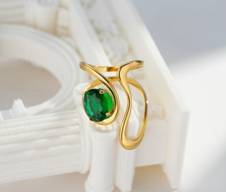 Bague ondulée en acier inoxydable – Bijou féminin sacré ajustable