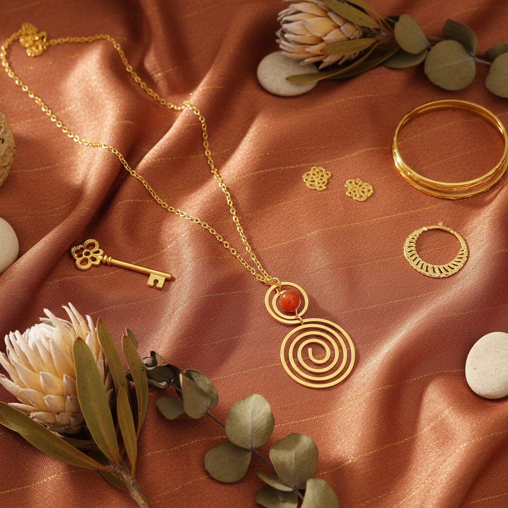 Photo produit collier double spirale - mise en scène luxueuse